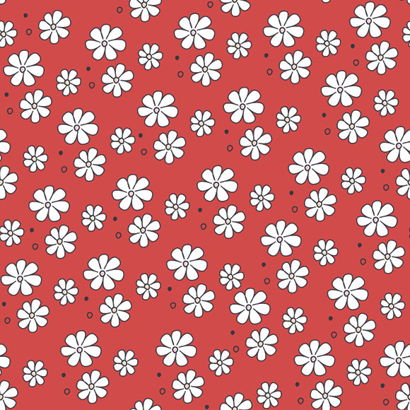 Aesthetic Daisy Flower On Red Background Seamless Pattern 