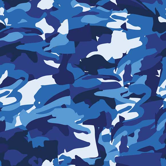 Blue & White Camouflage Seamless Vector Pattern