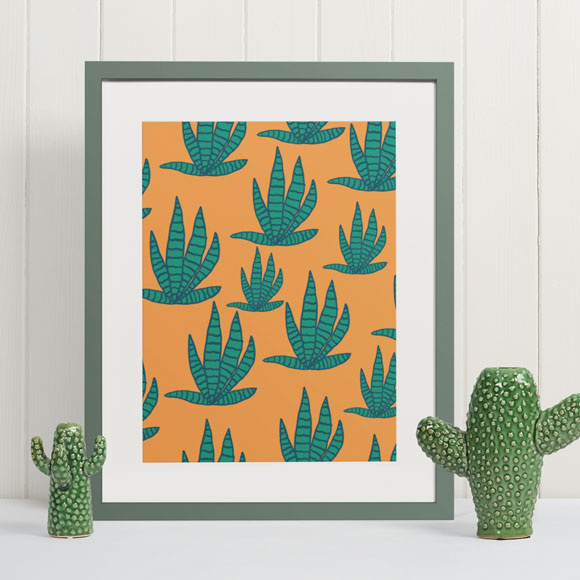 Hand drawn illustration of whimsical cartoon style cactus plants Wood Print  by Matthew Gibson - Fine Art America