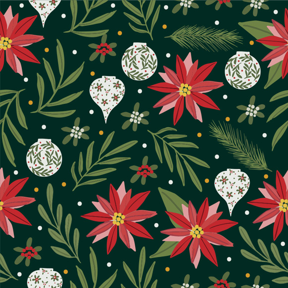 Poinsettia Flowers, Branches & Ornaments | Free Vectors - WowPatterns