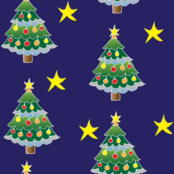 christmas tree drawing star decorations seamless pattern
