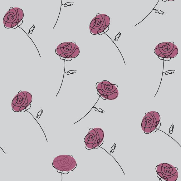 Seamless pattern with abstract pink line roses, simple hand drawn flowers  aesthetic background, HD phone wallpaper