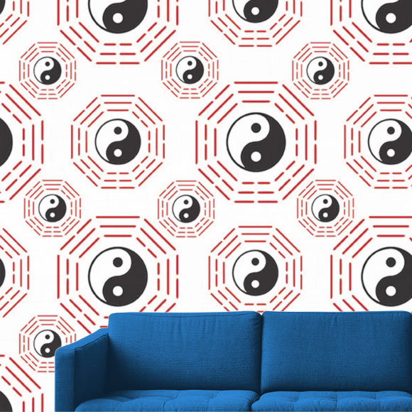 Feng shui symbols - patterns in a circle Vector Image