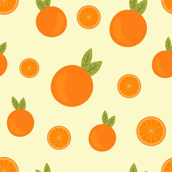 Vecteur Stock Orange Fruits with leaves beautiful Seamless pattern