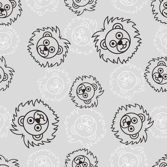 simple outline lion head drawing pattern