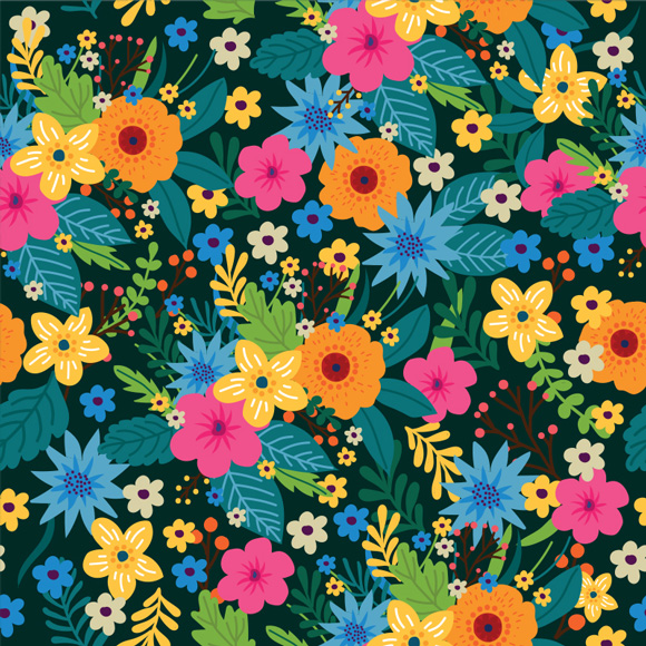 Retro Flowers Pattern T-shirt Design Vector Download