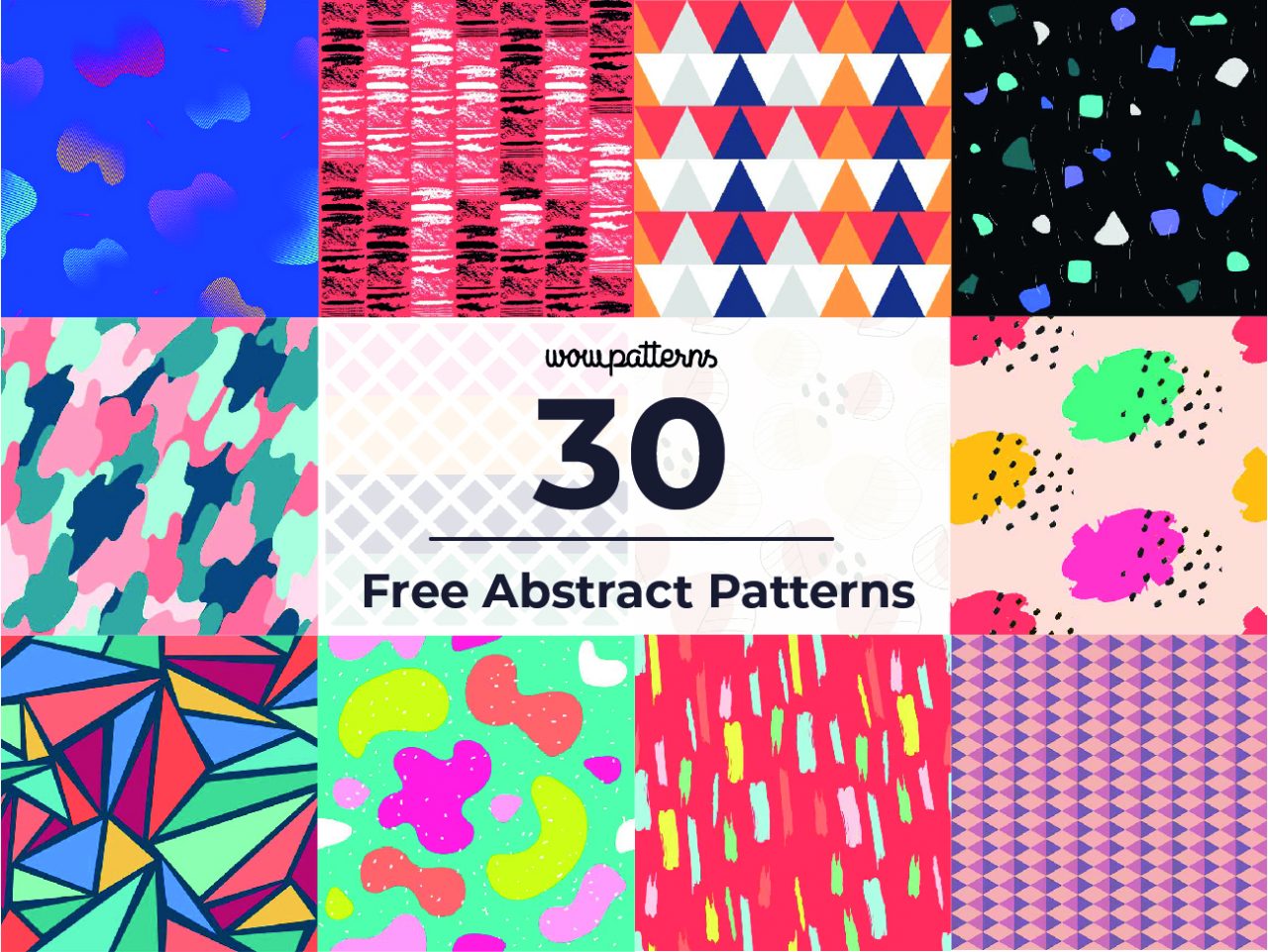 Abstract shapes colorful with curvy lines seamless repeat pattern